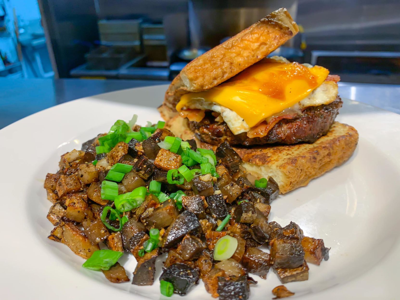 “Hangover burger,” a brunch special menu item.